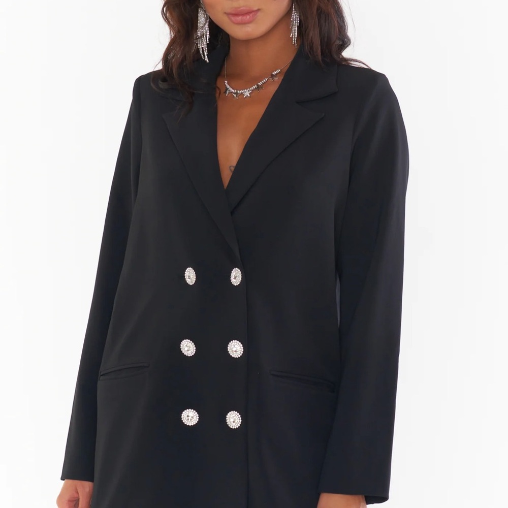 Show Me Your MuMu Black bling blazer Dress sz L
